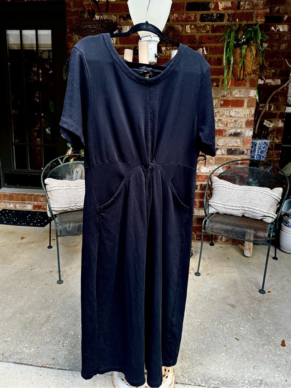 Daily Practice by Anthropologie XL black 100% cotton dress with ruching.